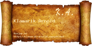 Klamarik Arnold névjegykártya